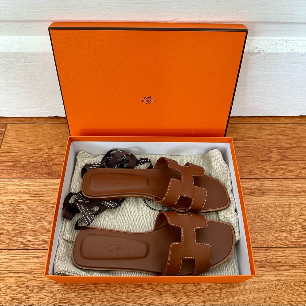 Hermes Oran Sandals Gold
